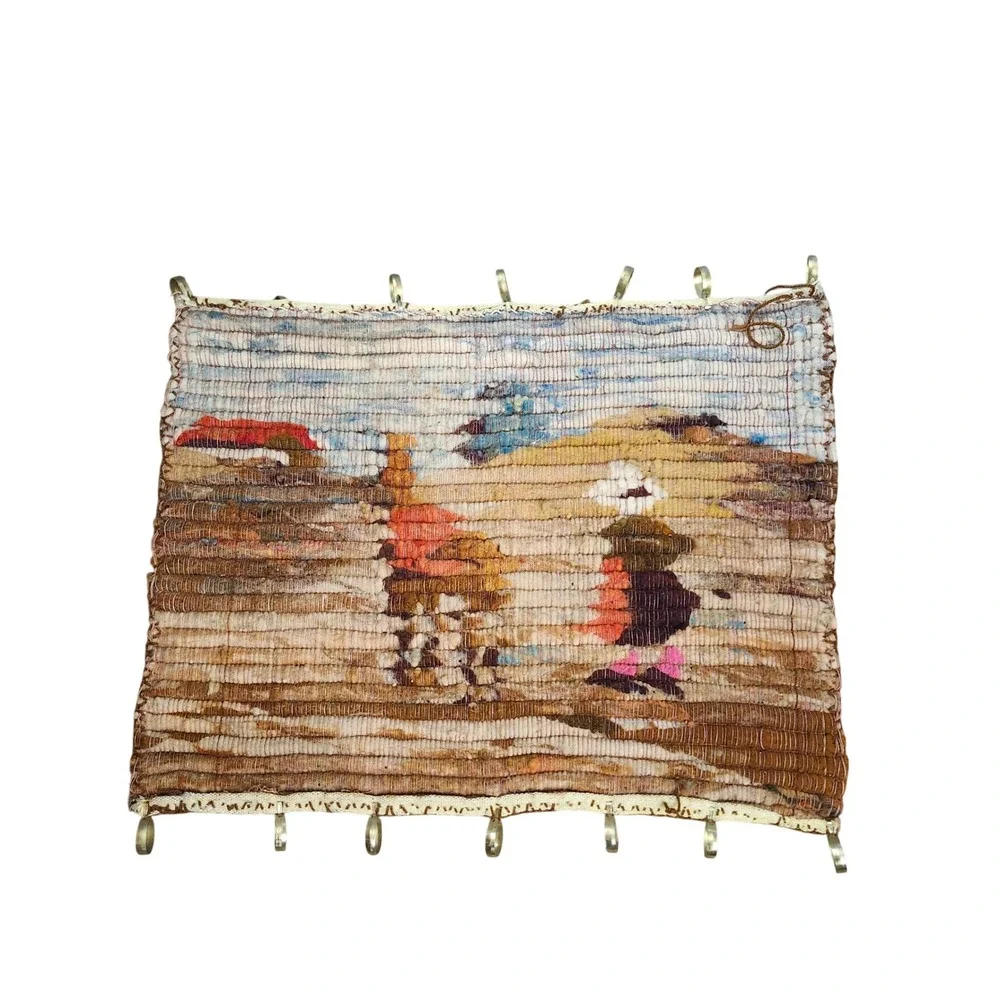 VTG Andean Hand Woven Wool Tapestry Llama Folk‎ Art Wall Hanging South America